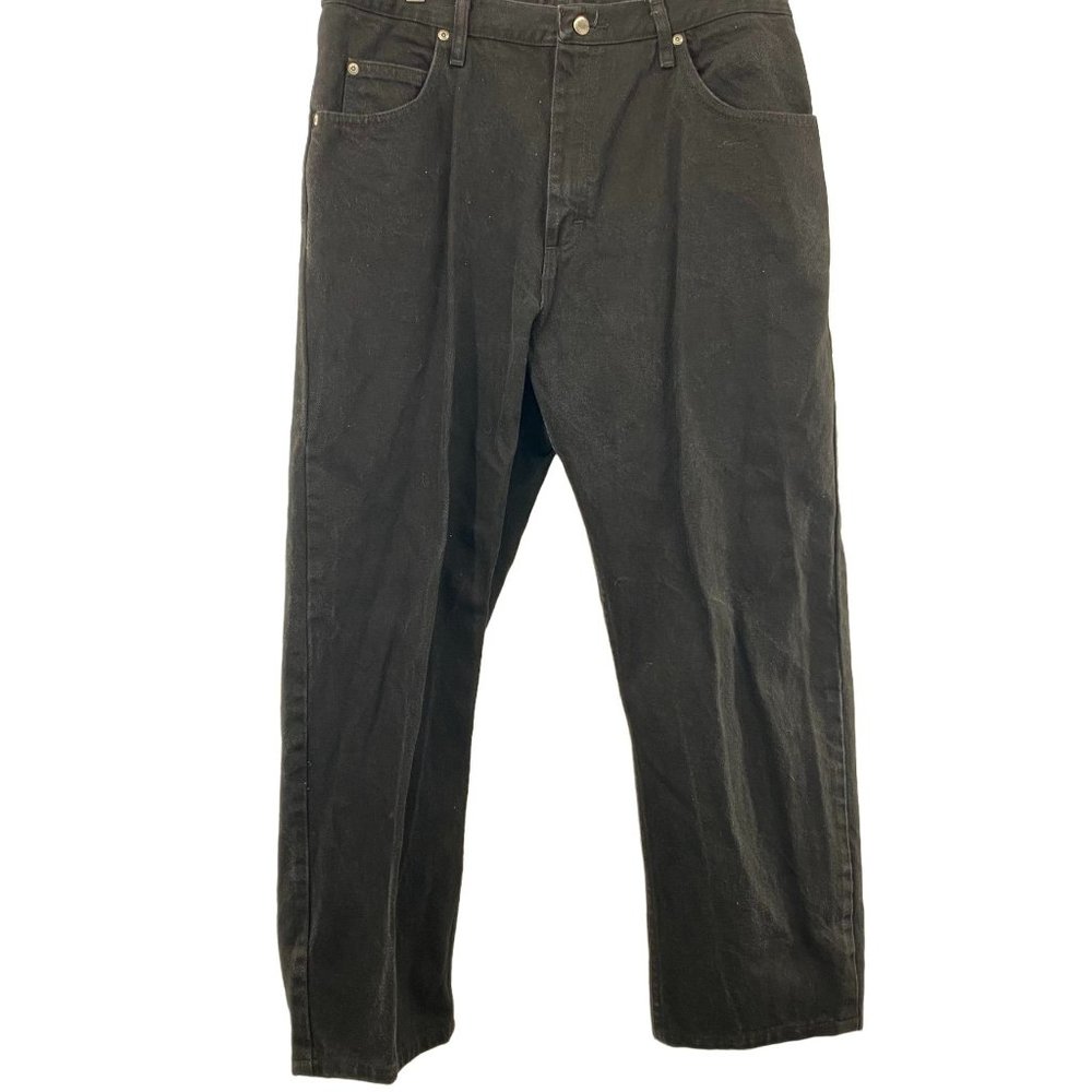 WRANGLER PREMIUM QUALITY STRAIGHT LEG BLACK JEANS WOMENS SIZE 38x32 RELAXED FIT